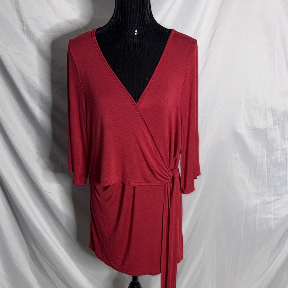 a:glow Draped Wrap Tunic in rose